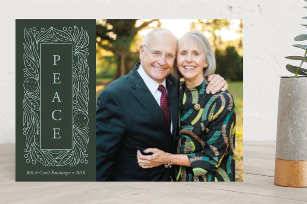 "Citrus Frame Outline" - Retired Holiday Cards in Olive Branch by Lorent and Leif - Front