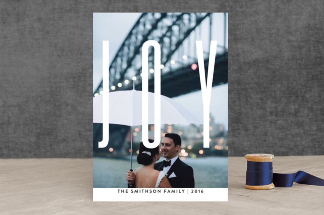 "Modern Hepburn" - Retired Holiday Cards in Blanche by Refound Nostalgia - Front