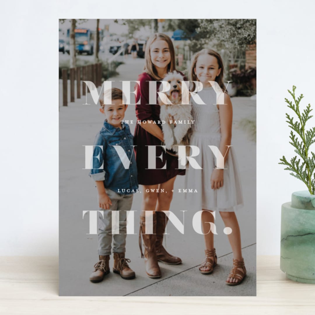 "Bold Overlay" - Retired Holiday Cards in Mist by Olivia Goree - Front