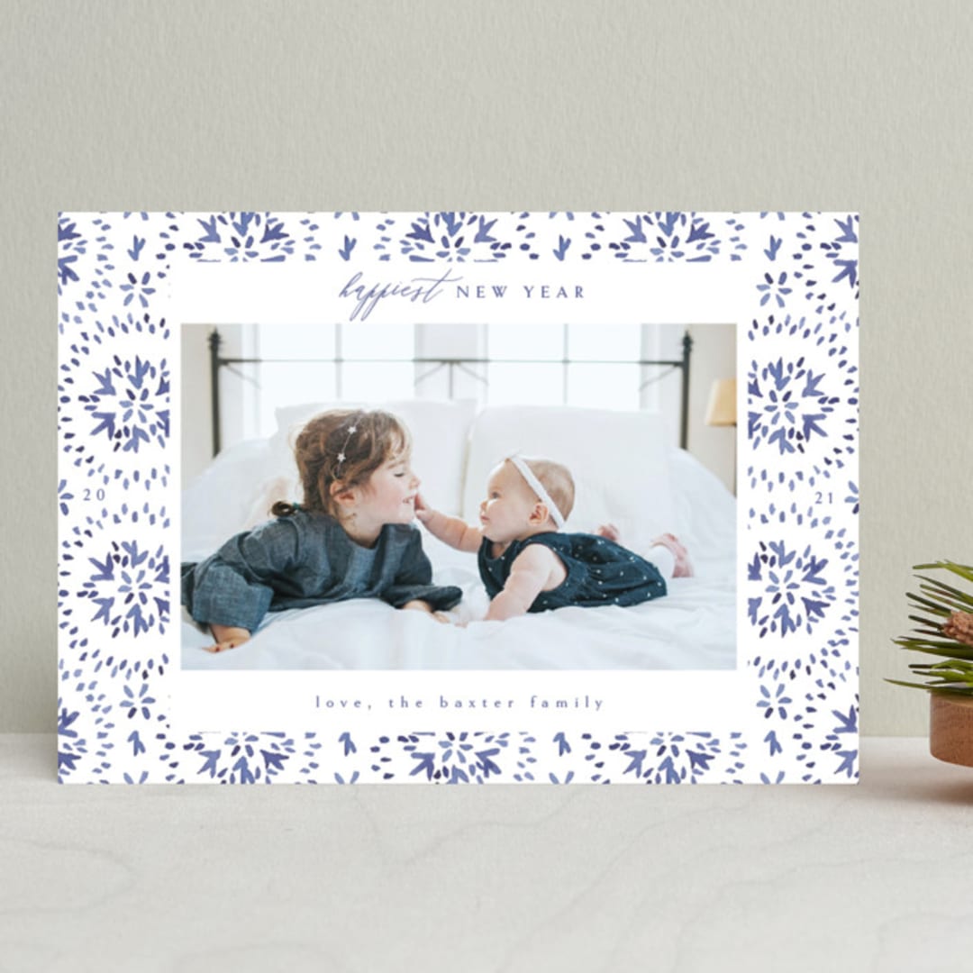 "Snowflaky" - Retired Holiday Cards in Blue Joy by Kanika Mathur - Front