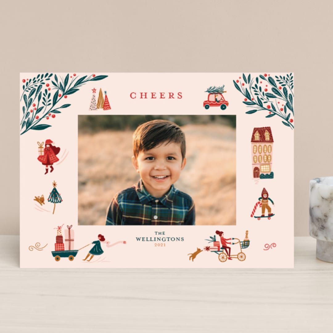 "Holiday Season" - Retired Holiday Cards in Pink by Vivian Yiwing - Front