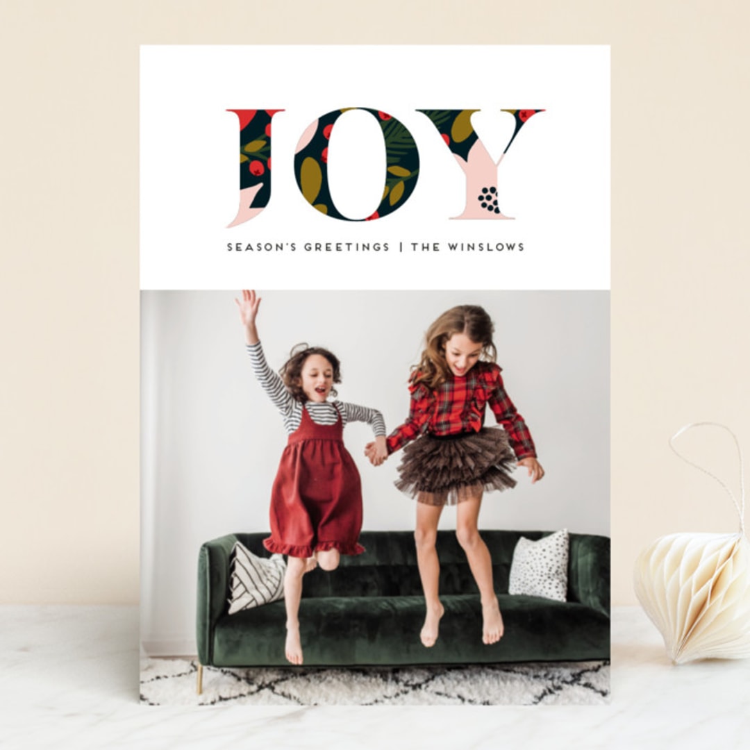"Joy Contained" - Retired Holiday Cards in Navy by Genna Blackburn - Front