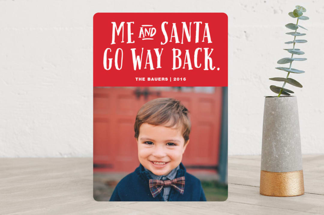 "Me And Santa" - Retired Holiday Cards in Candy Cane by Kerry Doyle - Front