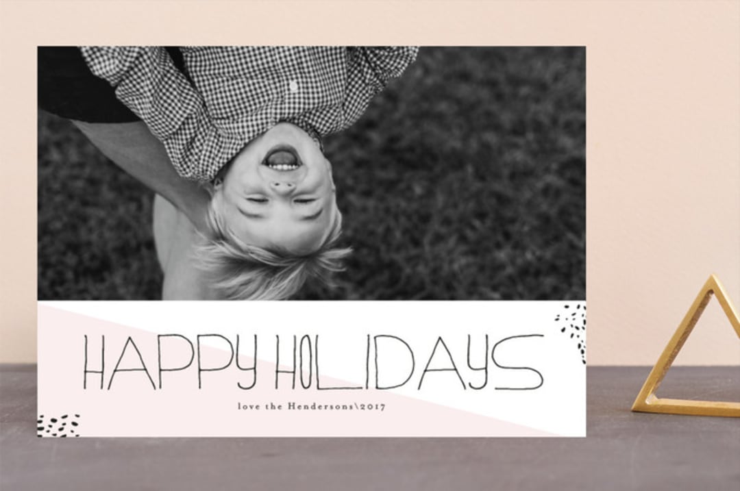 "Hipster Merry" - Retired Holiday Cards in Blush by chica design - Front