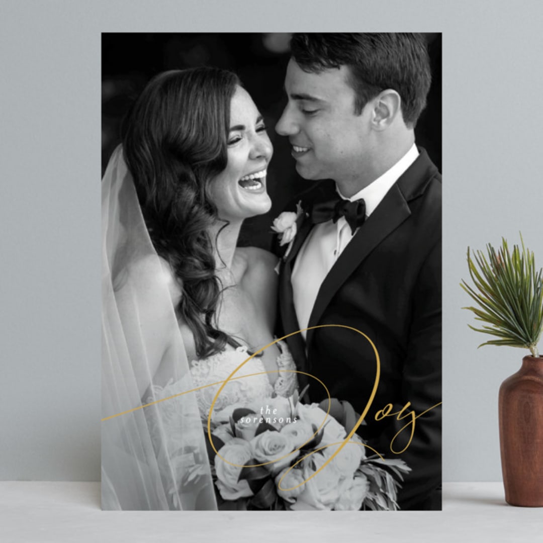 "The Joy" - Retired Holiday Cards in Golden by GeekInk Design - Front