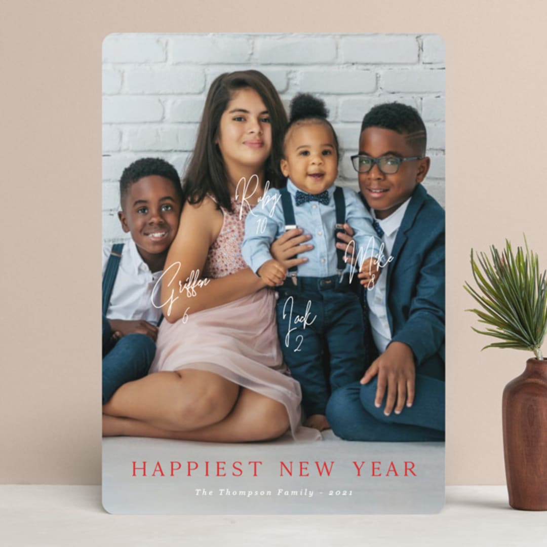 "New Card Who Dis" - Retired Holiday Cards in Bright Ruby by Kaydi Bishop - Front