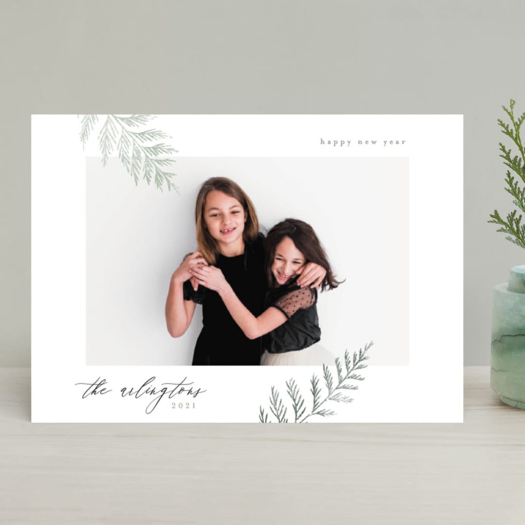 "Minimal Elegance" - Retired Holiday Cards in Snow by Kelly Schmidt - Front