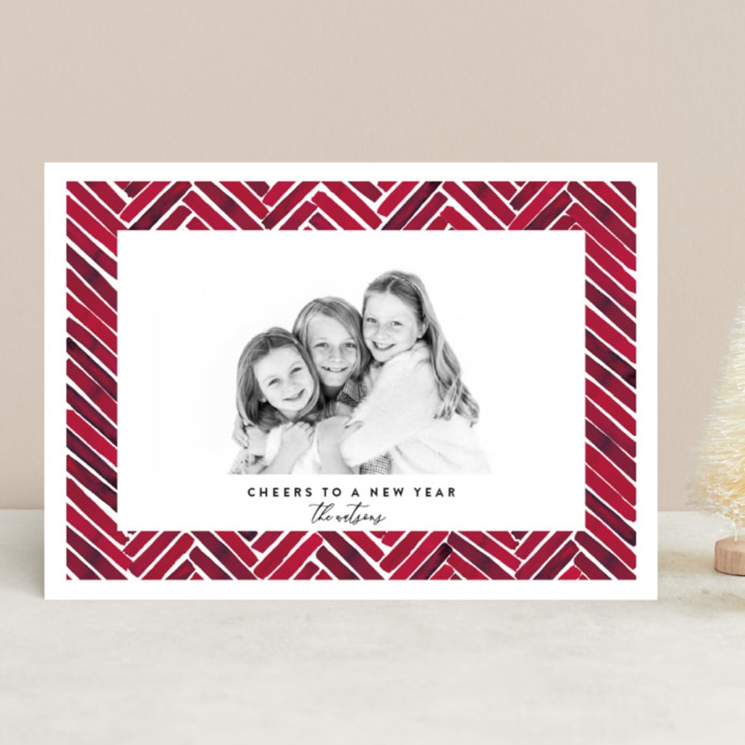 "Merrily Together" - Retired Holiday Cards in Crimson by Susan Moyal - Front