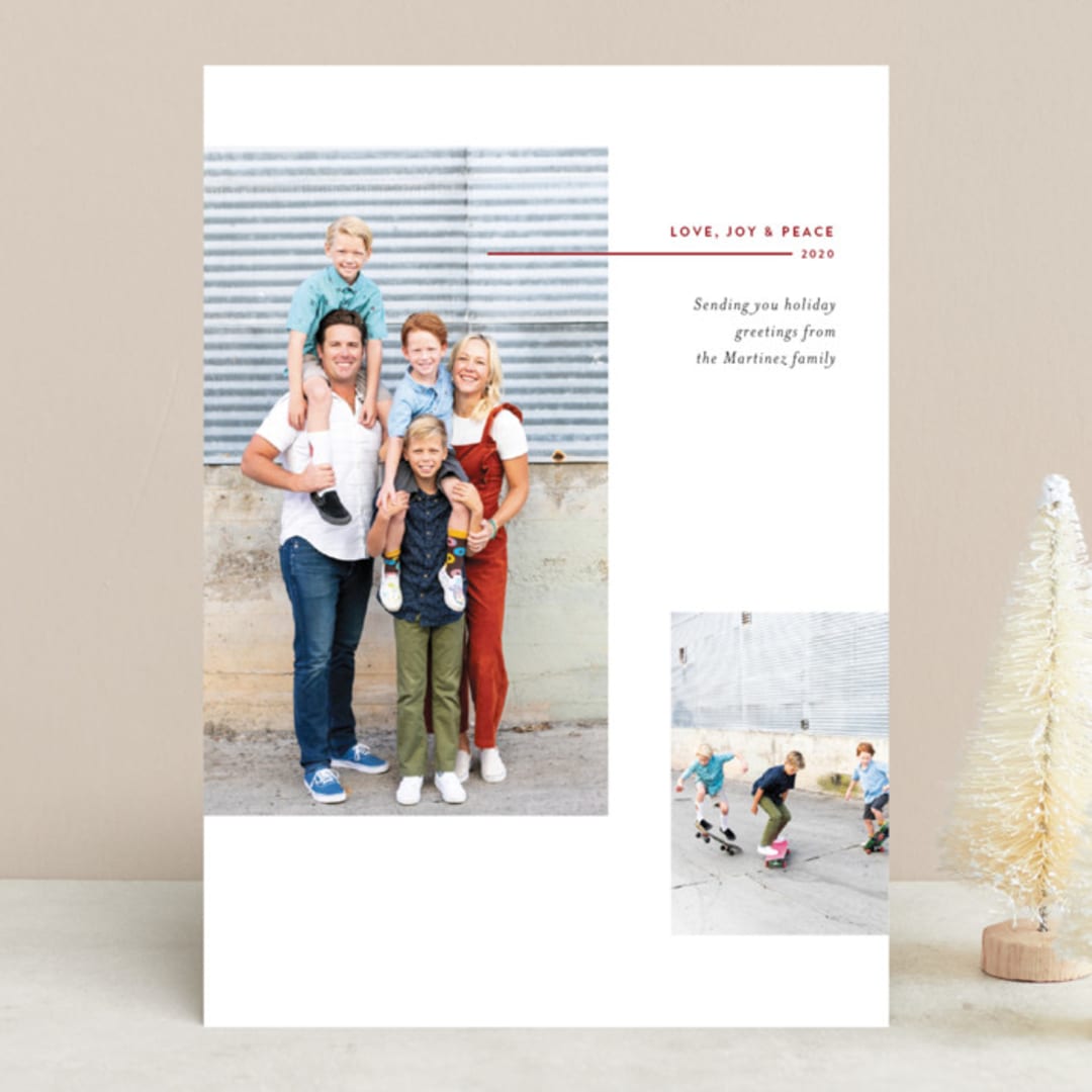 "Split Frame Holiday" - Retired Holiday Cards in Poinsettia by Becca Thongkham - Front