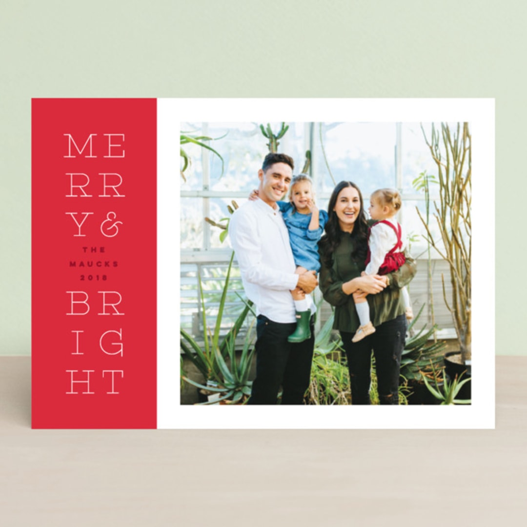 "bright stack" - Retired Holiday Cards in Cherry Bomb by Design Lotus - Front