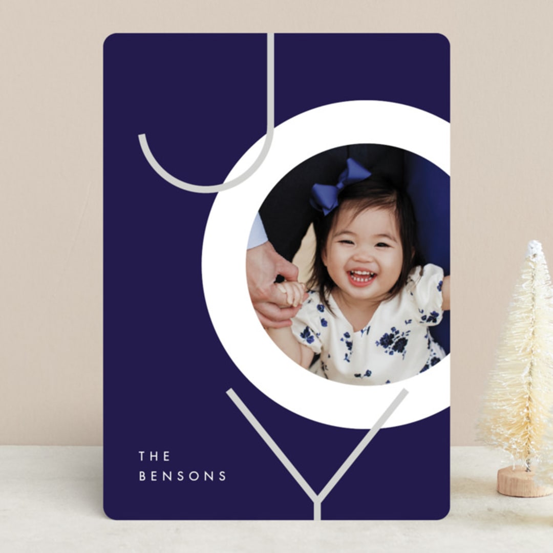 "Boldly Modern" - Retired Holiday Cards in Navy by JeAnna Casper - Front