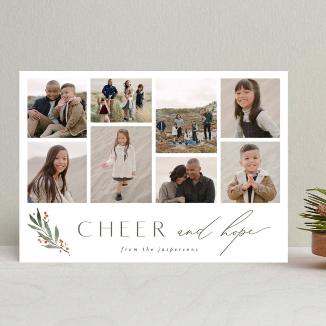"Simple Sprig" - Retired Holiday Cards in Pine by Everett Paper Goods - Front
