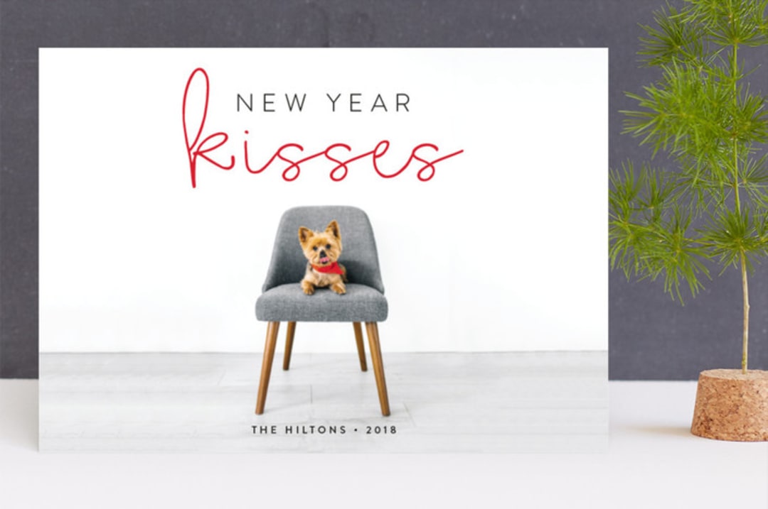 "Holiday Kisses" - Retired Holiday Cards in Cherry by Roxy Cervantes - Front