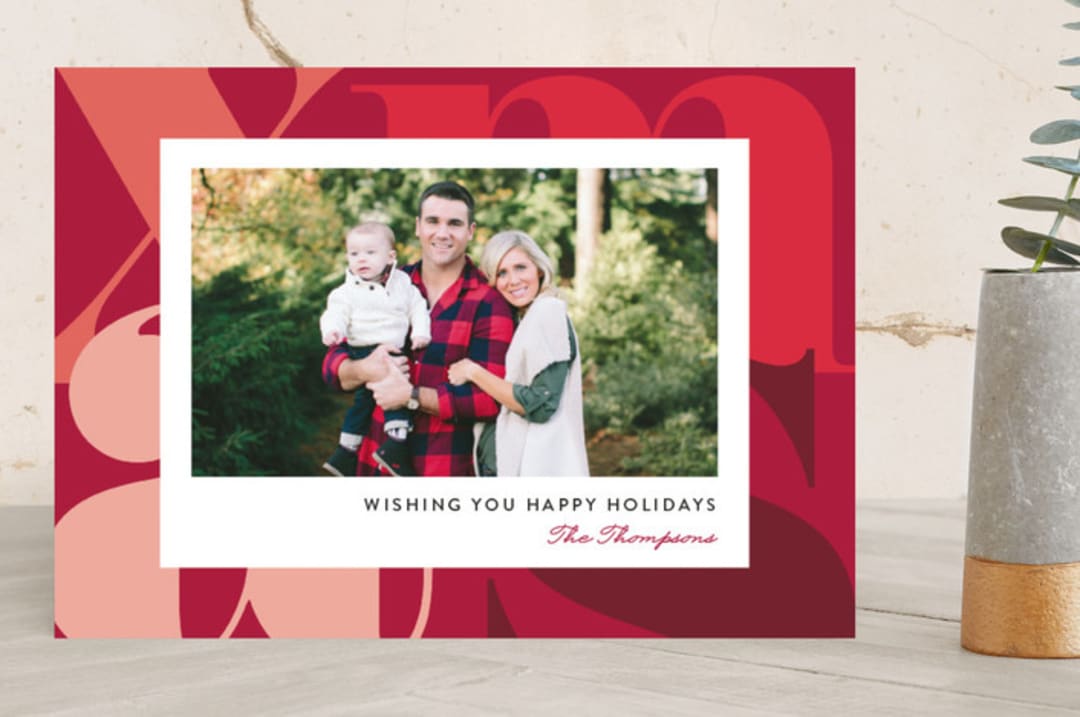 "Merry Xmas" - Retired Holiday Cards in Winterberry by Chryssi Tsoupanarias - Front