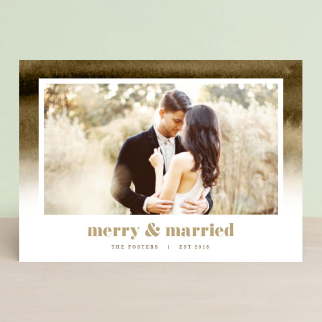 "Established in Color" - Retired Holiday Cards in Tan by Pixel and Hank - Front