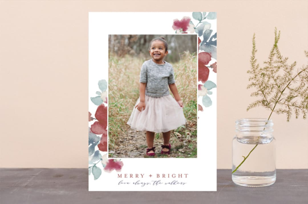 "Sweeping Blooms" - Retired Holiday Cards in Mulberry by Grace Kreinbrink - Front