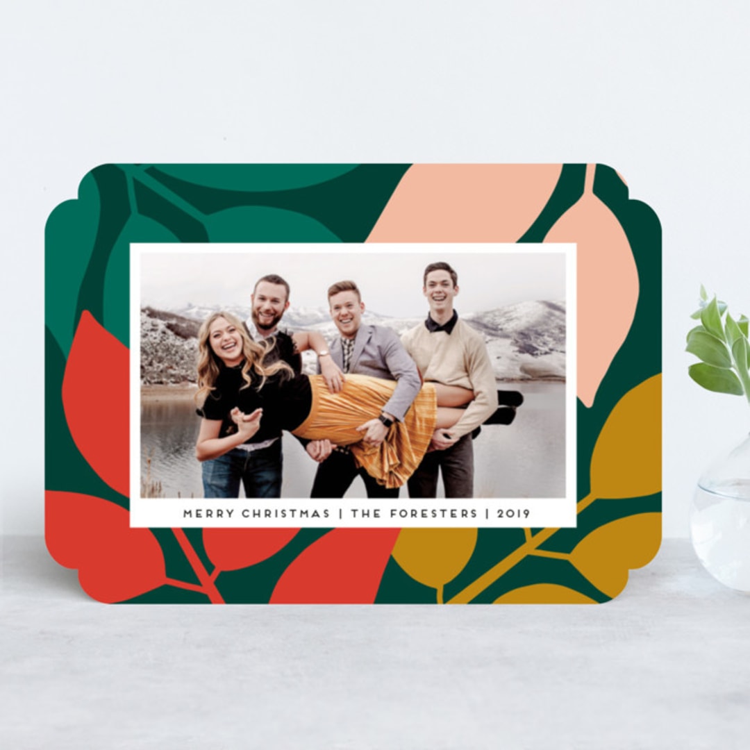 "Mod Leaves" - Retired Holiday Cards in Forest by Genna Blackburn - Front