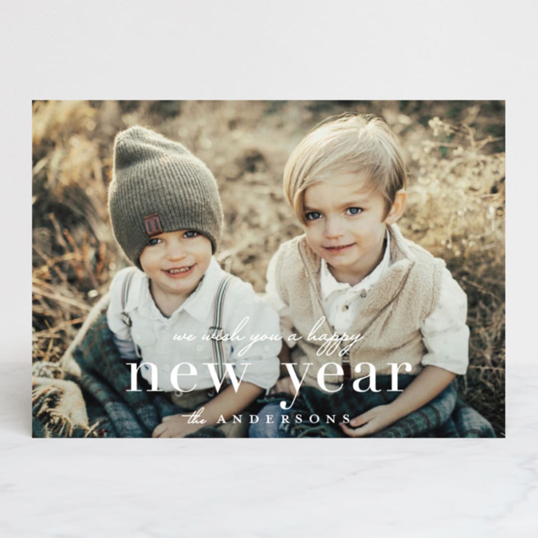 "Merrily Stated" - Retired Holiday Cards in Icicle by Melissa Egan of Pistols - Front