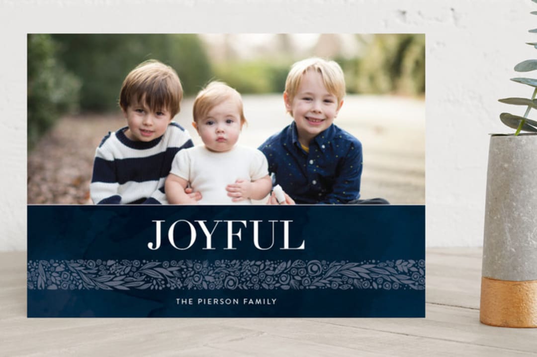 "engraved botanicals" - Retired Holiday Cards in Midnight by Erin Deegan - Front