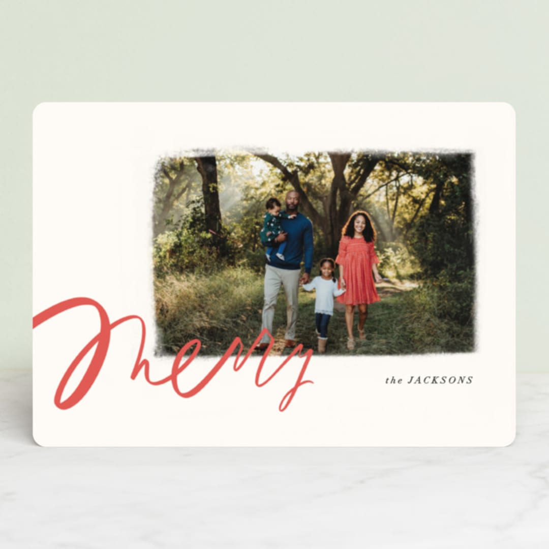 "Hand Lettered Merry" - Retired Holiday Cards in Scarlet by Julie Murray - Front