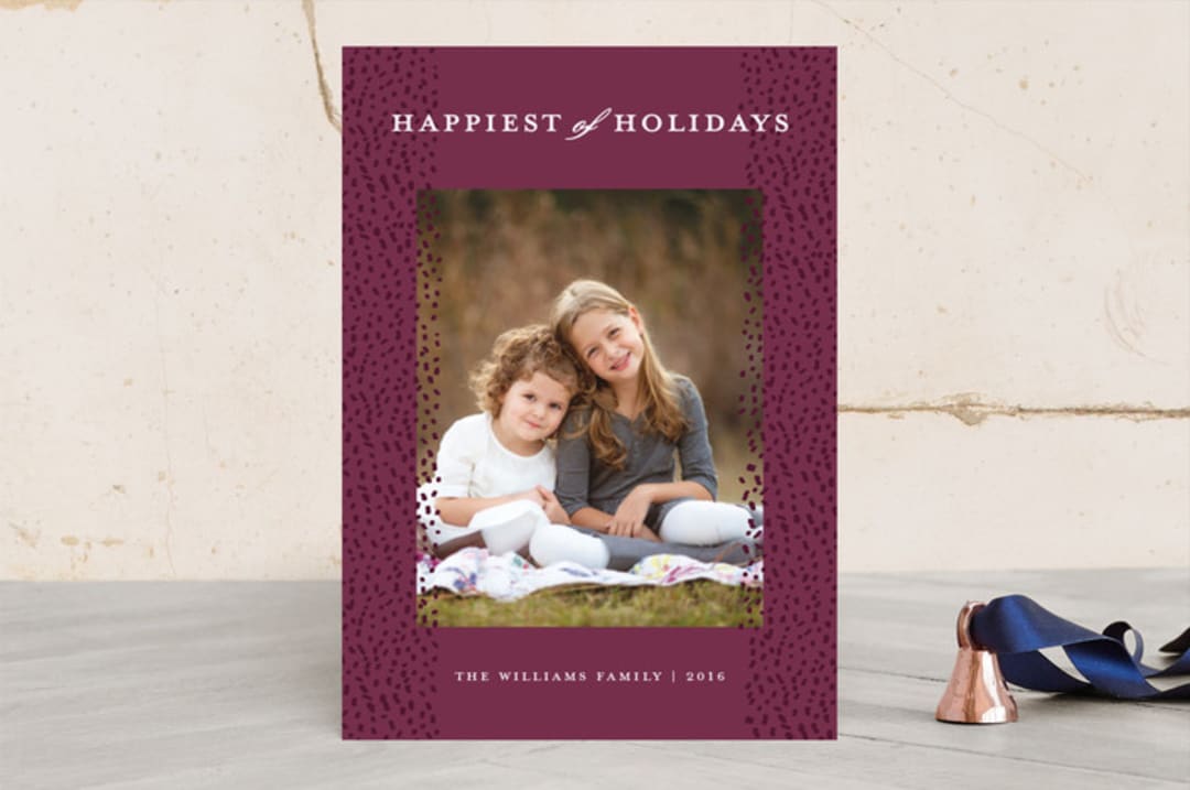 "Happiest of Holidays" - Retired Holiday Cards in Wine by Kerry Doyle - Front