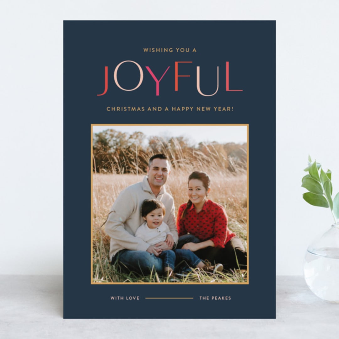 "Joyful Minimalism" - Retired Holiday Cards in Navy by Ana Peake - Front
