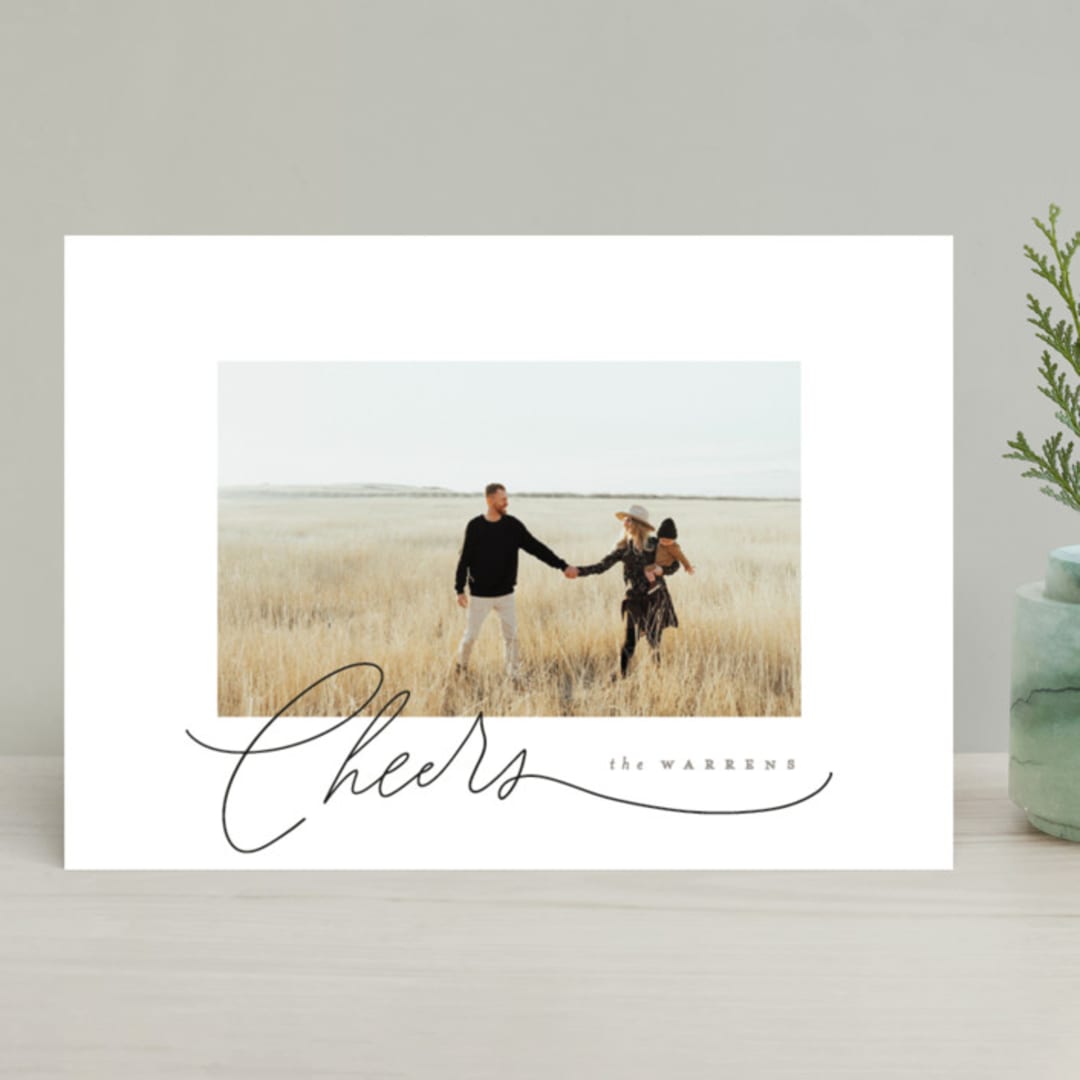 "Gentle Script" - Retired Holiday Cards in Snow by Everett Paper Goods - Front