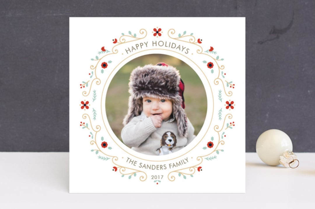 "Petite Wreath" - Retired Holiday Cards in Snow by Lawren Ussery - Front