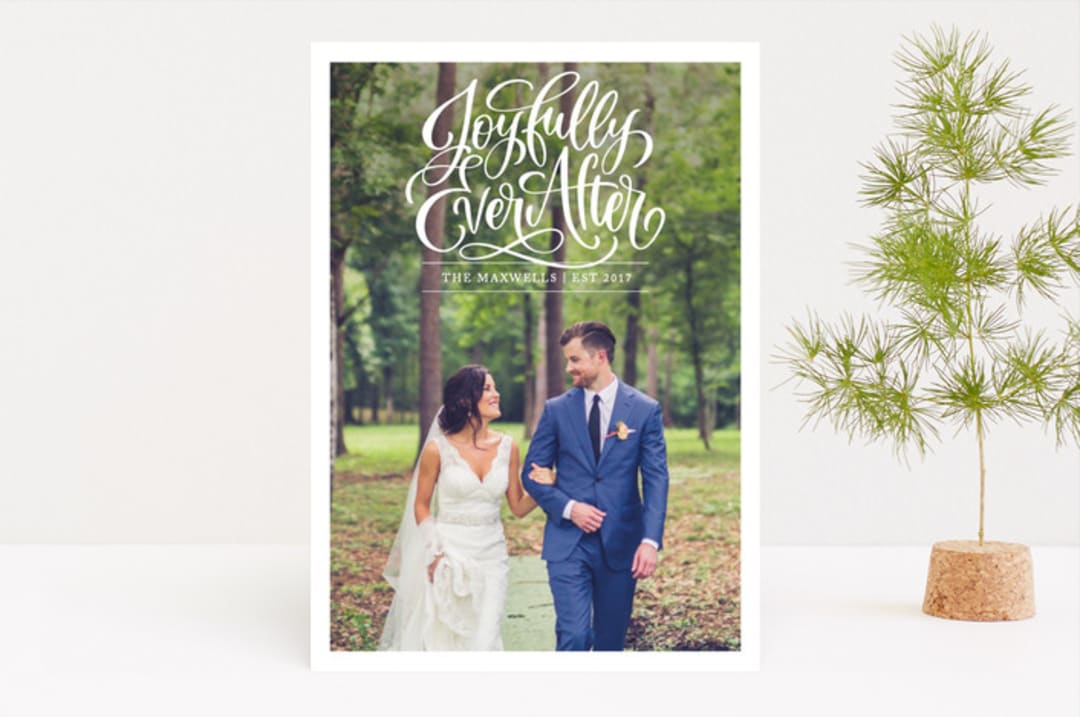 "Joyfully Ever After" - Retired Holiday Cards in Snow by Laura Bolter - Front