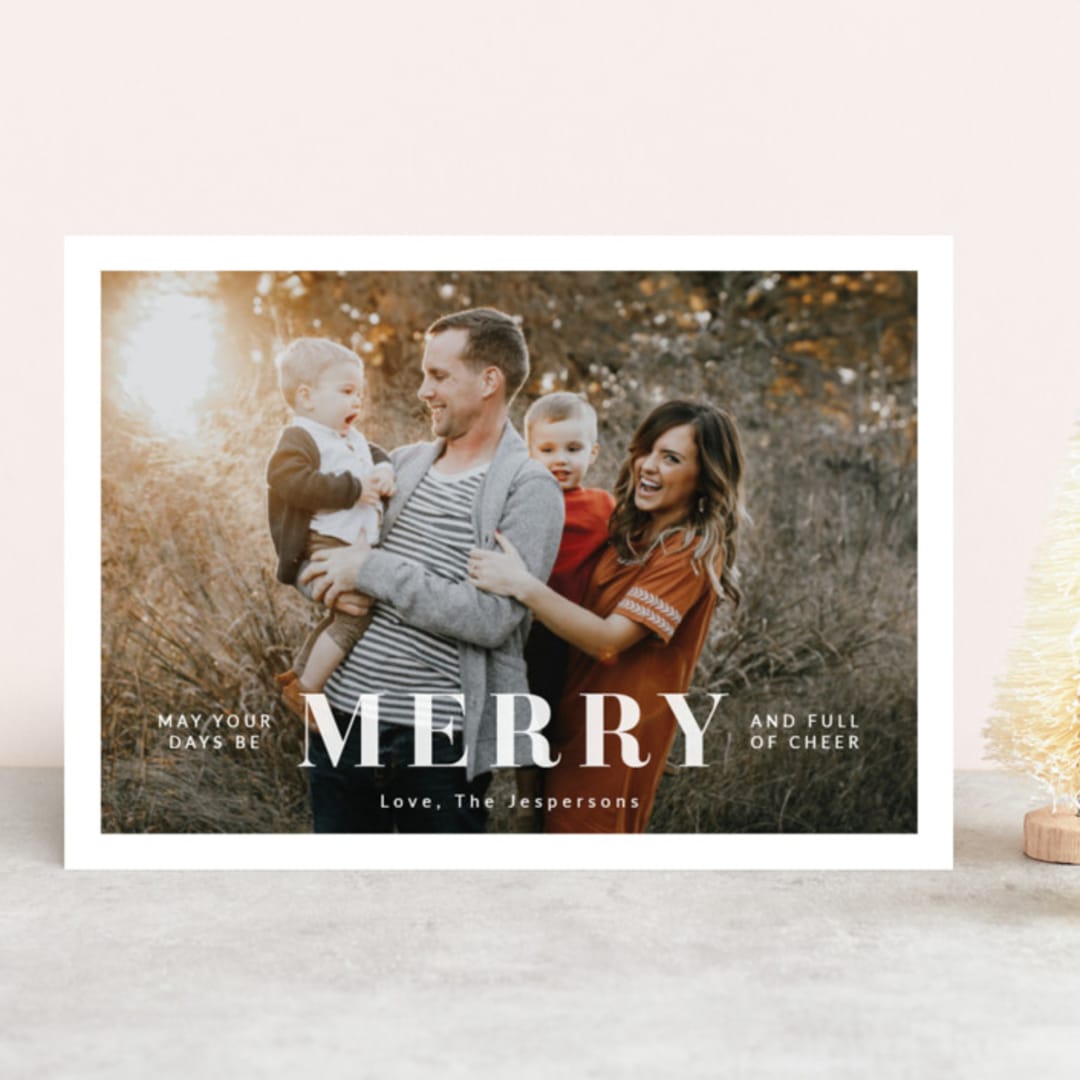 "Full of Cheer" - Retired Holiday Cards in Snow by Megan Cash - Front
