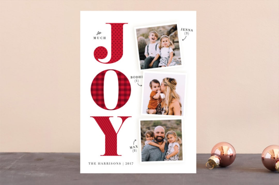 "Biggest Joy" - Retired Holiday Cards in Poinsettia by Ellis - Front