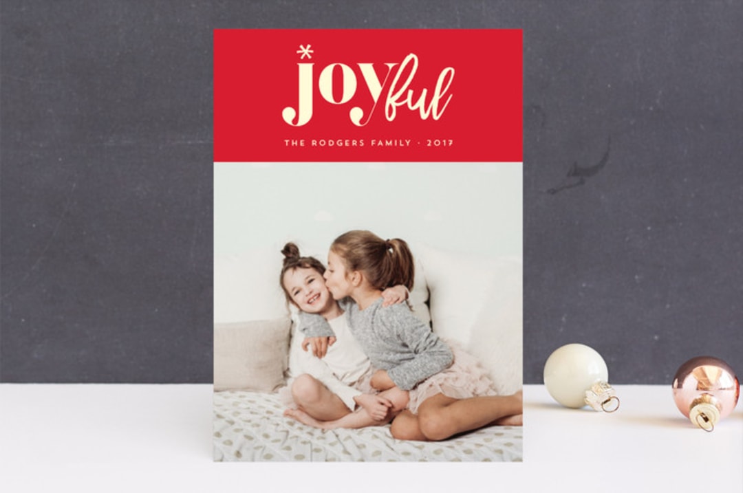 "joyfully yours" - Retired Holiday Cards in Berry by Rebecca Bowen - Front