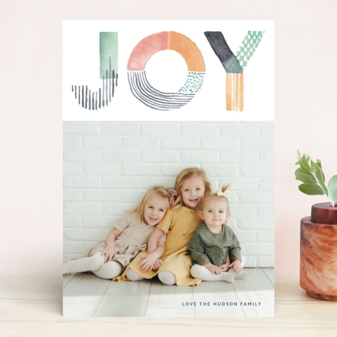 "Color Block Joy" - Retired Holiday Cards in Mint by Kelsey McNatt - Front