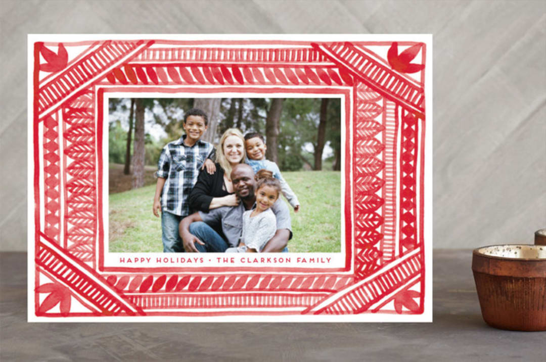"Painted Border" - Retired Holiday Cards in Crimson by Katharine Watson - Front