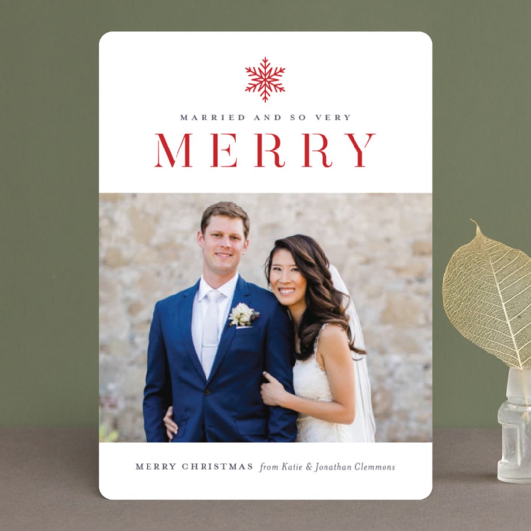 "Snow Merry" - Retired Holiday Cards in Cardinal by Jessica Williams - Front