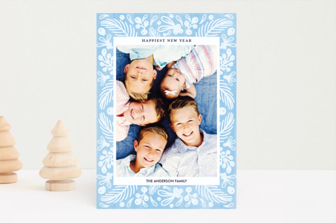 "Watercolor Winter" - Retired Holiday Cards in Sky by Denise Wong - Front