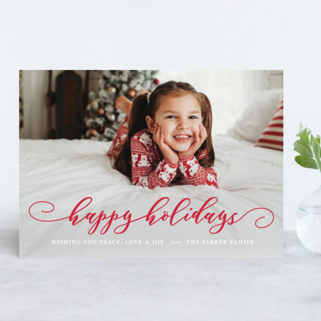"Holiday Spirit" - Retired Holiday Cards in Cherry by Nam Bourassa - Front