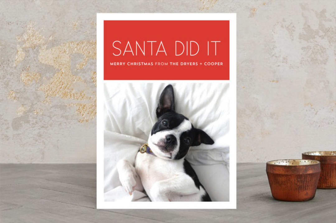 "Santa Did It" - Retired Holiday Cards in Mistletoe by Lisa Cersovsky - Front