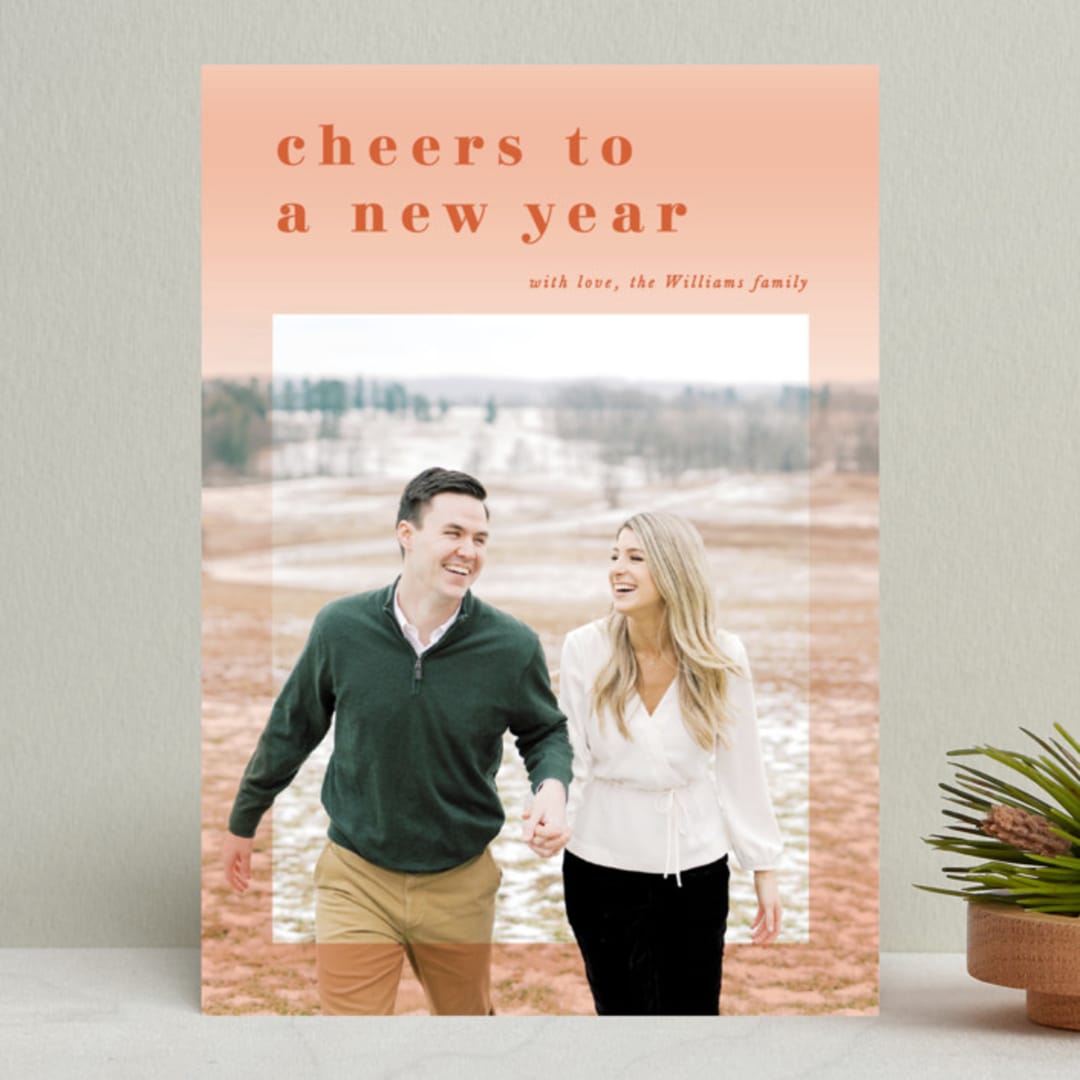 "Just Happy!" - Retired Holiday Cards in Clementine by Keena Grace - Front