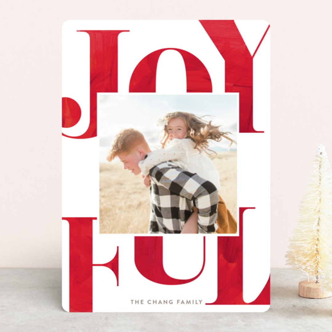 "fanfare" - Retired Holiday Cards in Cranberry by Carrie ONeal - Front