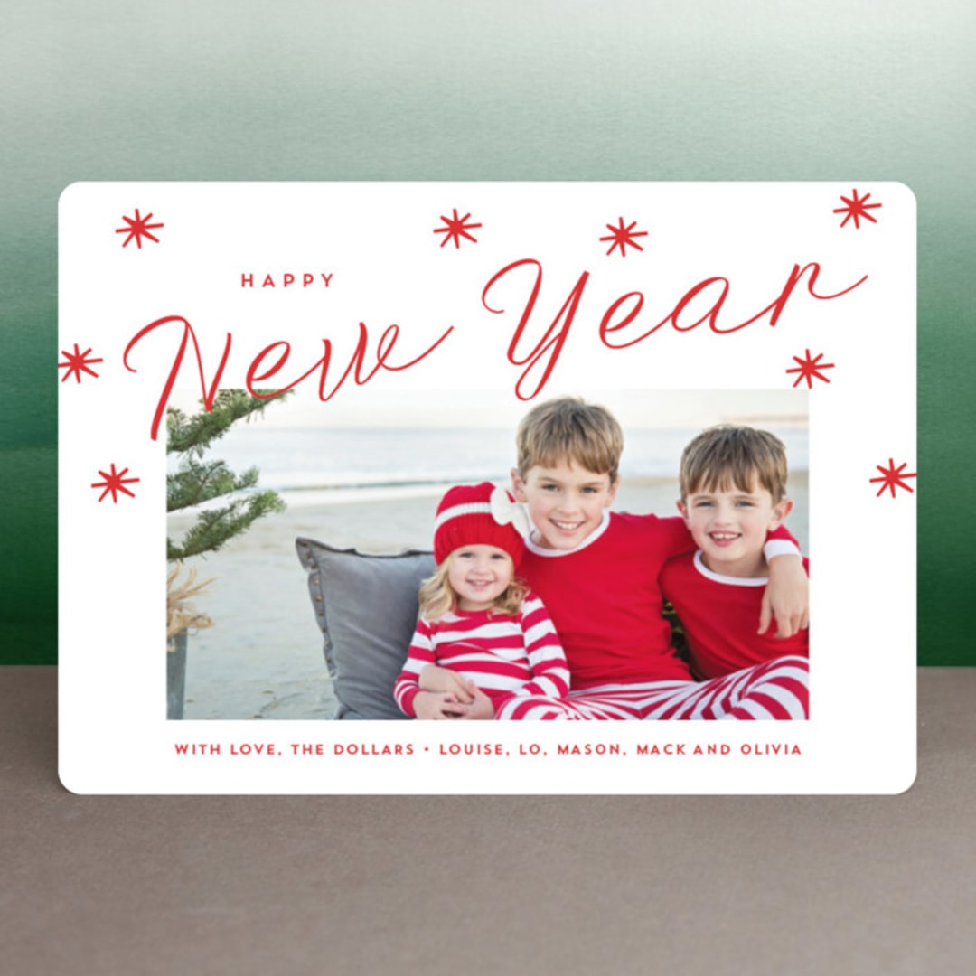"Happy Holidays Stars" - Retired Holiday Cards in Cardinal by Erika Firm - Front