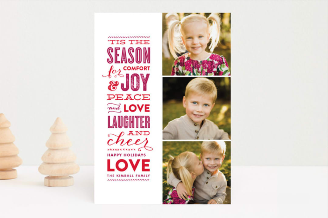 "The Festive Type" - Retired Holiday Cards in Berry by Lauren Chism - Front