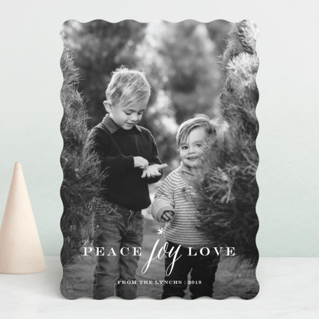 "Peace Joy Love" - Retired Holiday Cards in Snow by Sarah Curry - Front