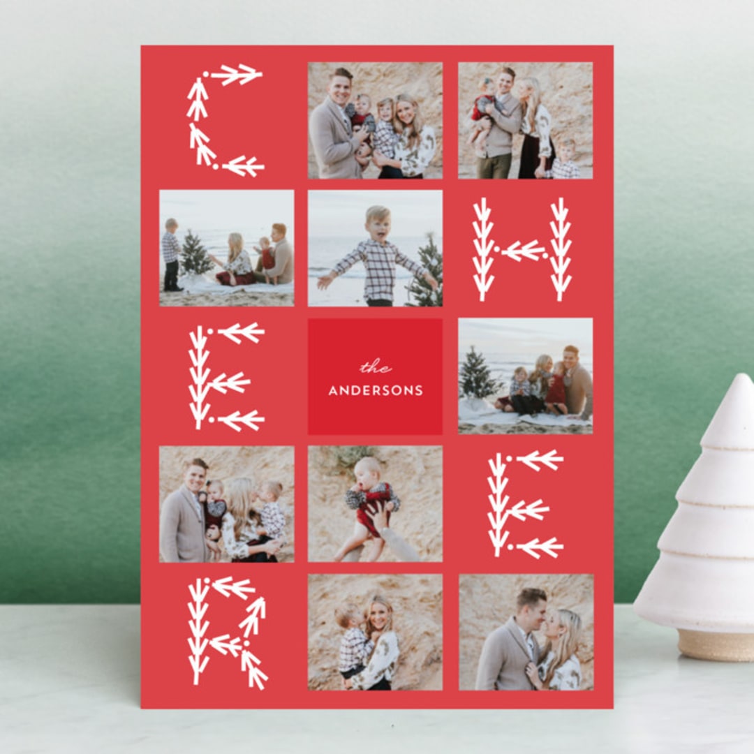 "Merry Collage" - Retired Holiday Cards in Candy Cane by Anupama - Front