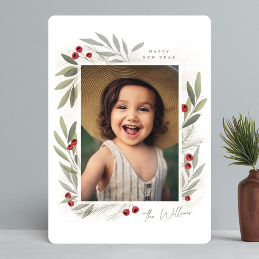 "Merry Botanical" - Retired Holiday Cards in Pearl by Cindy Reynolds - Front