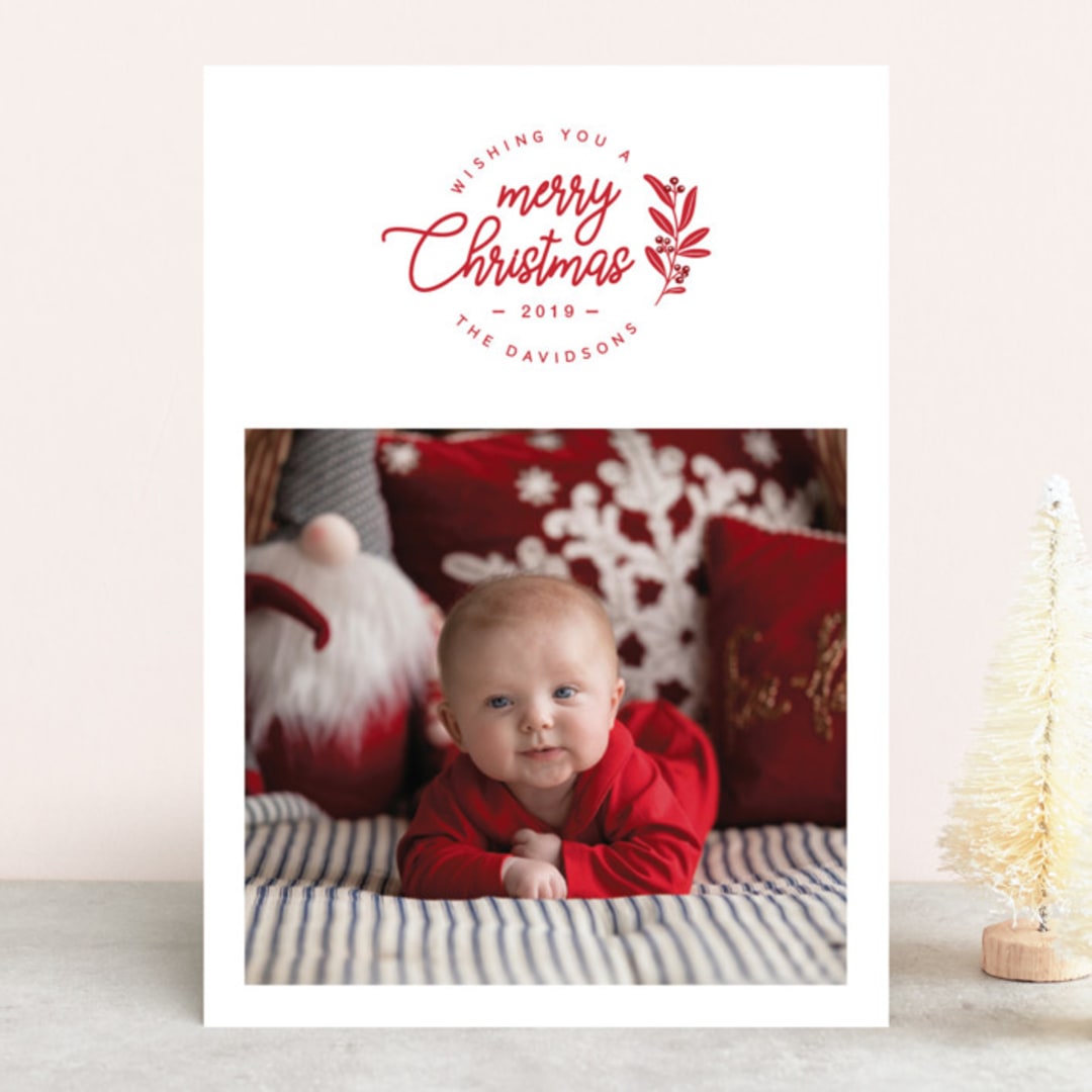 "Merriness" - Retired Holiday Cards in Ruby by Sharon O. - Front