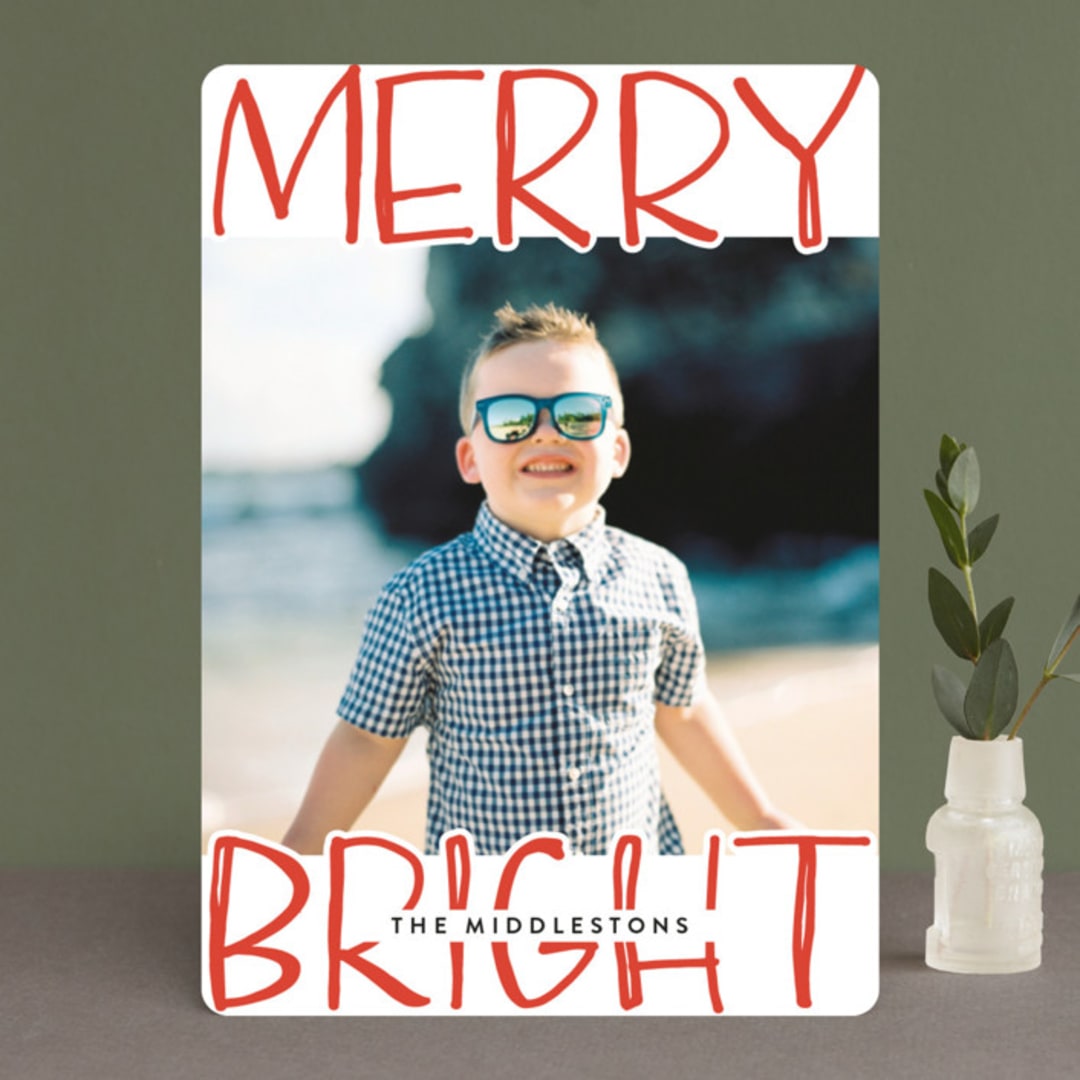 "Very Merry Bright" - Retired Holiday Cards in Cherry by Annie Montgomery - Front