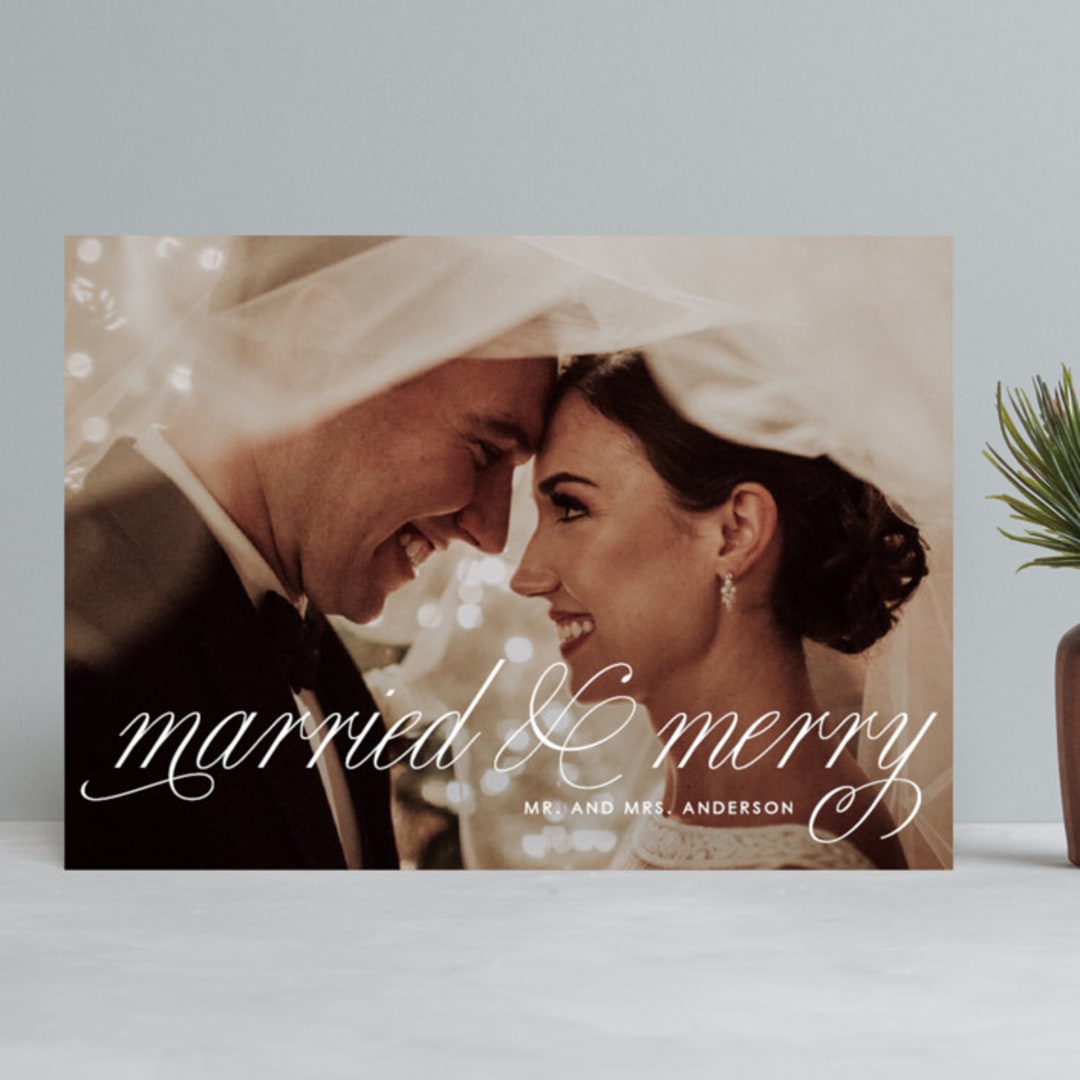 "Married & Merry" - Retired Holiday Cards in Snow by Vanessa Doyle - Front