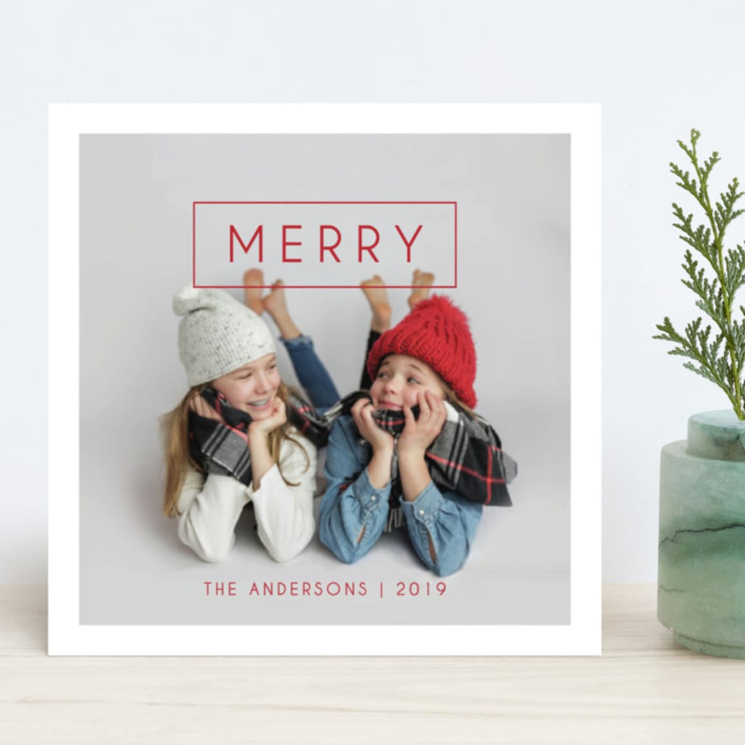 "Simple & Merry" - Retired Holiday Cards in Berry by Kiersten Garner - Front