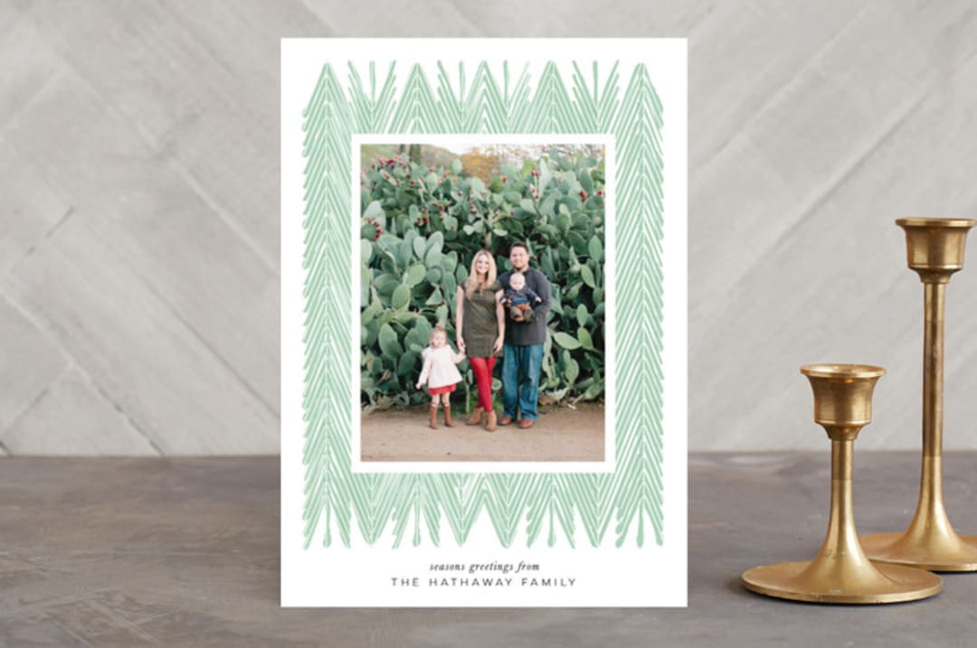 "Soft Woven Pine" - Retired Holiday Cards in Minted by Ashley Hegarty - Front